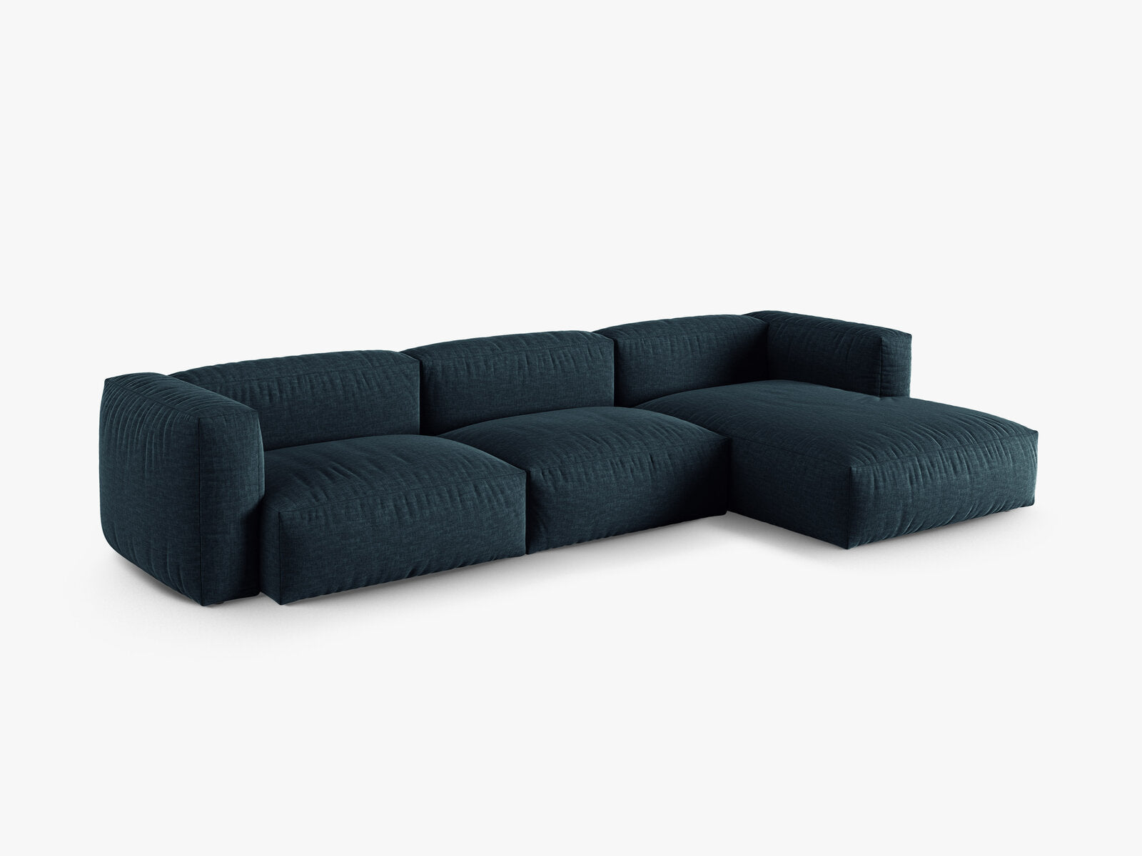Micadoni Ecksofa Martina 3-Sitzer 90cm Sitztiefe Rechts Strukturierter Stoff Boston Jeansblau