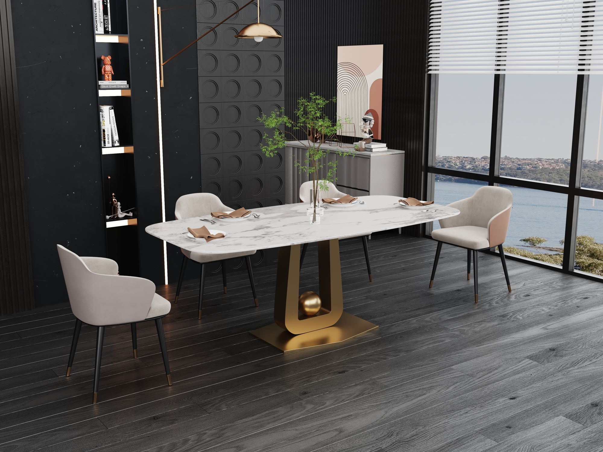 Livin Hill Esstisch 180cm Modig Goldene Beine, weiße Tischplatte M57