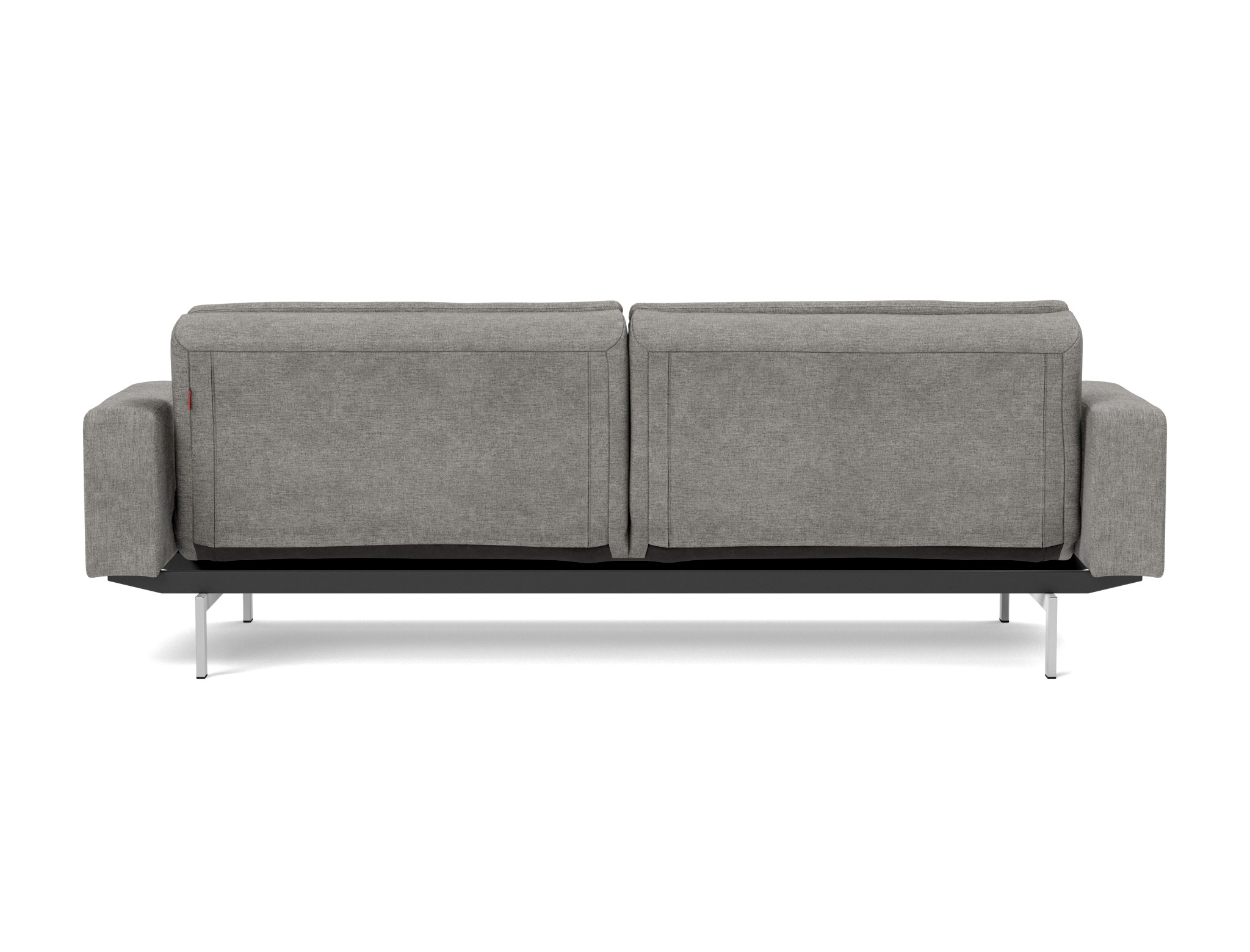 Schlafsofa Dublexo mit Armlehnen Flachgewebe Avella 282-Warm-Grey Beine Chrom