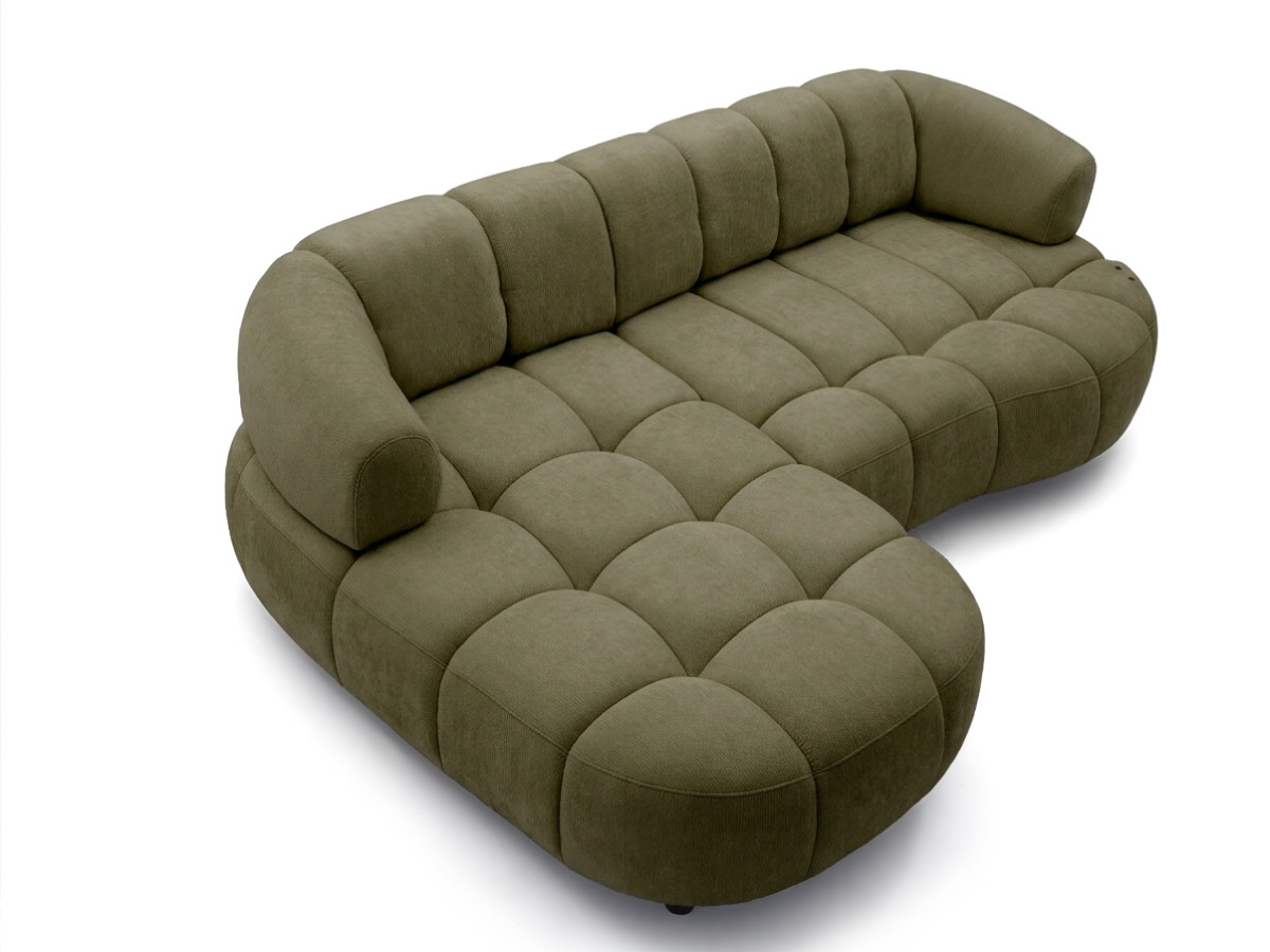Bobochic Lovely Ecksofa mit Schlaffunktion Stoff Grün Ecke links