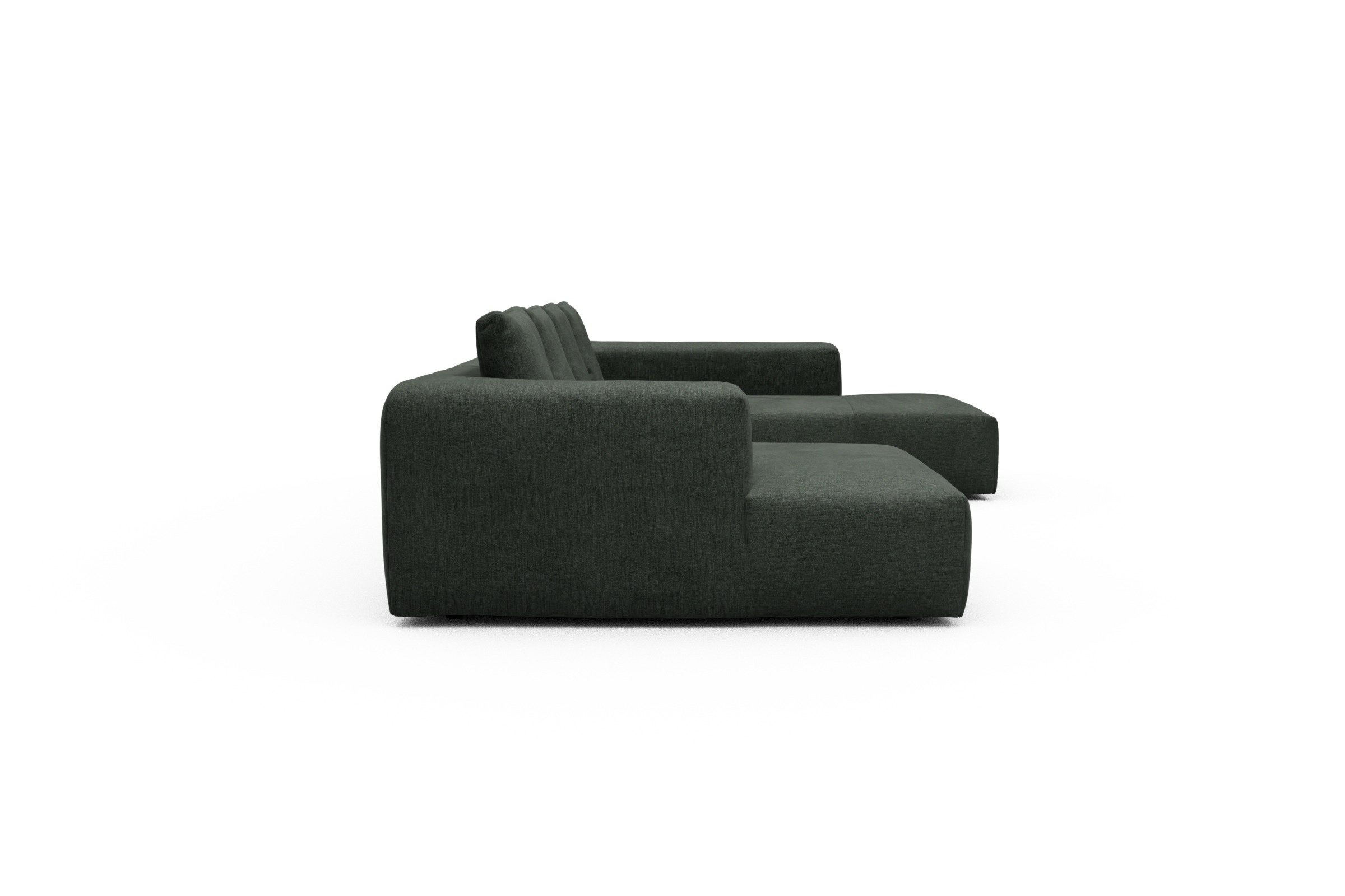 Wohnlandschaft Fred Relax-Ecke rechts mit 2-Sitzer und Chaiselongue links Aivi-Pine-Green