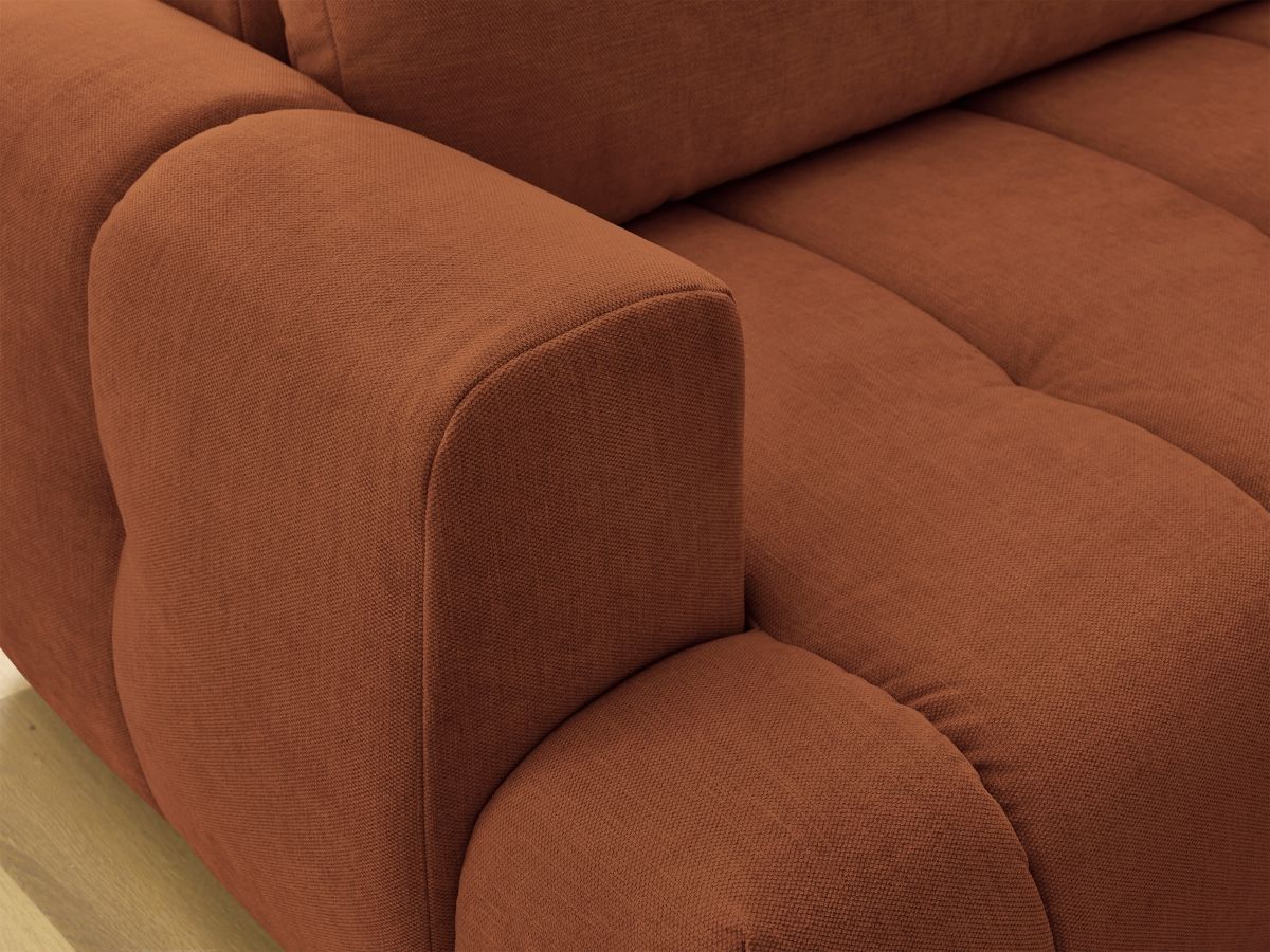 Bobochic Fuji Ecksofa mit Schlaffunktion und Bettkasten 282 × 204 cm Stoff Orange Ecke rechts