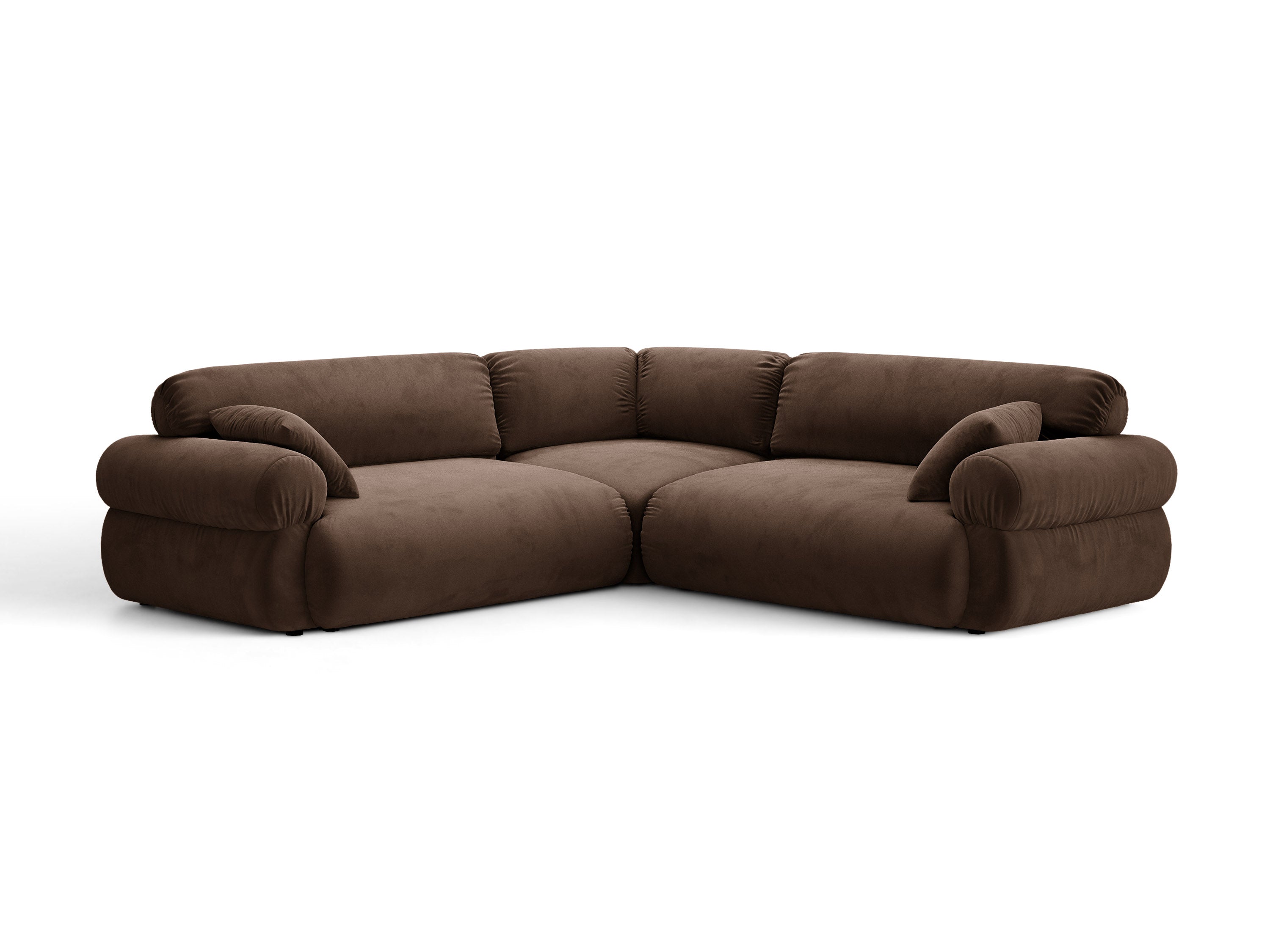 Micadoni Ophelia Symmetrisches Ecksofa Samt Salvador Schokolade