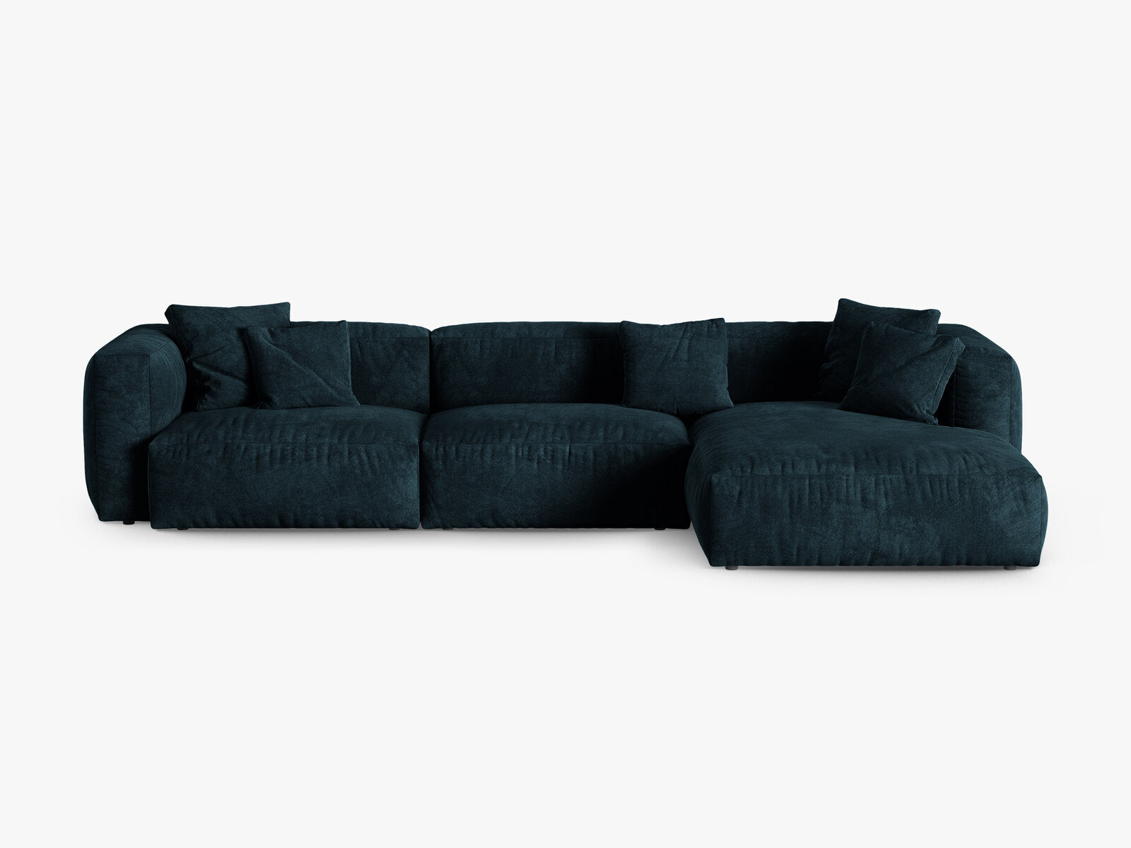 Micadoni Ecksofa Martina 3-Sitzer 90cm Sitztiefe Rechts Samt Vogue Dunkel Petrol