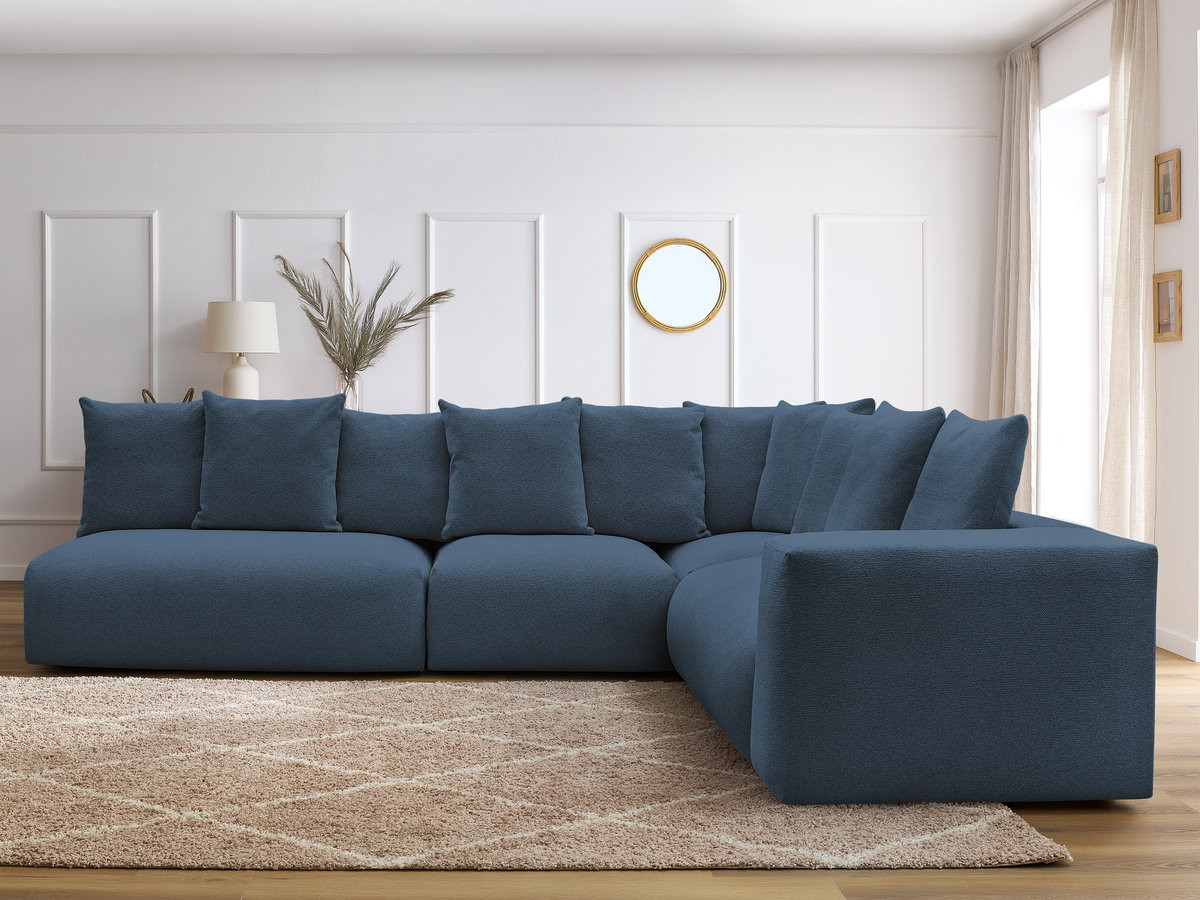 Bobochic Voltaire Ecksofa 322 × 268 cm Melange-Stoff Dunkelblau Ecke rechts