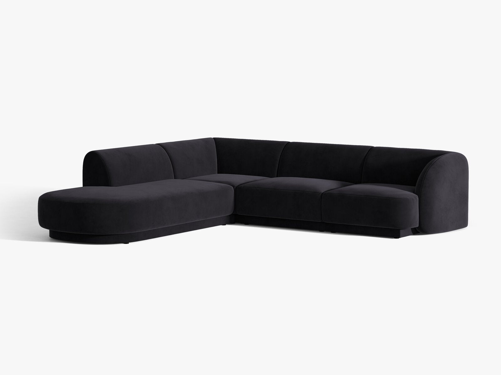 Micadoni Ecksofa Miley 6-Sitzer Samt Venus Schwarz Links