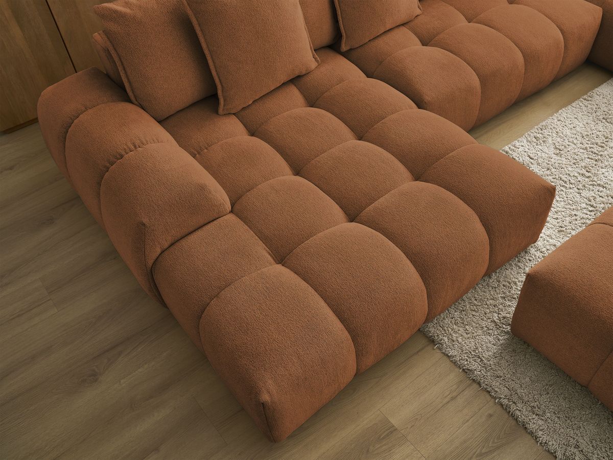 Bobochic Everest Wohnlandschaft mit Pouf, 14 Kissen Melange-Stoff Orange Ecke links