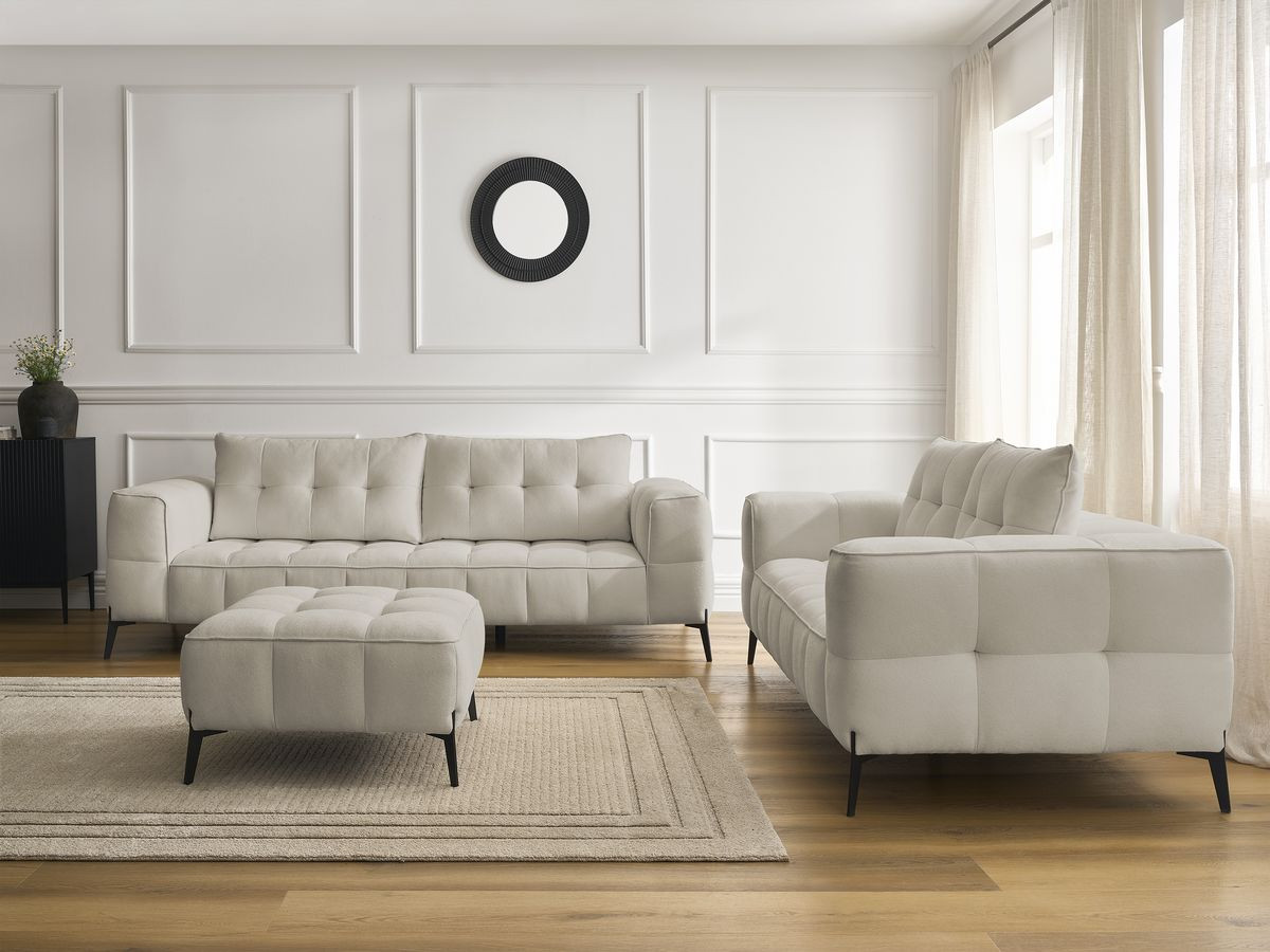 Bobochic Anis Sofa-Set 3- und 2-Sitzer mit Pouf Strukturstoff Beige