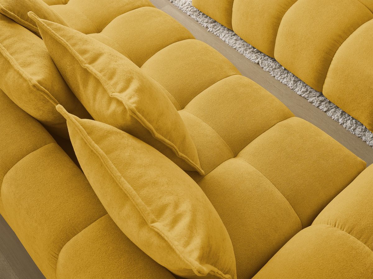 Bobochic Everest Sofa 3-Sitzer mit Pouf, 5 Kissen Strukturstoff Gelb