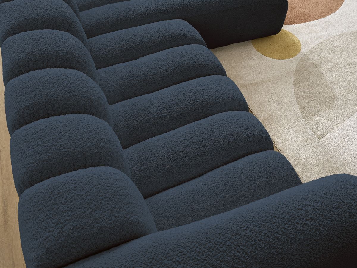 Bobochic Talia Ecksofa Bouclé-Stoff Dunkelblau Ecke rechts