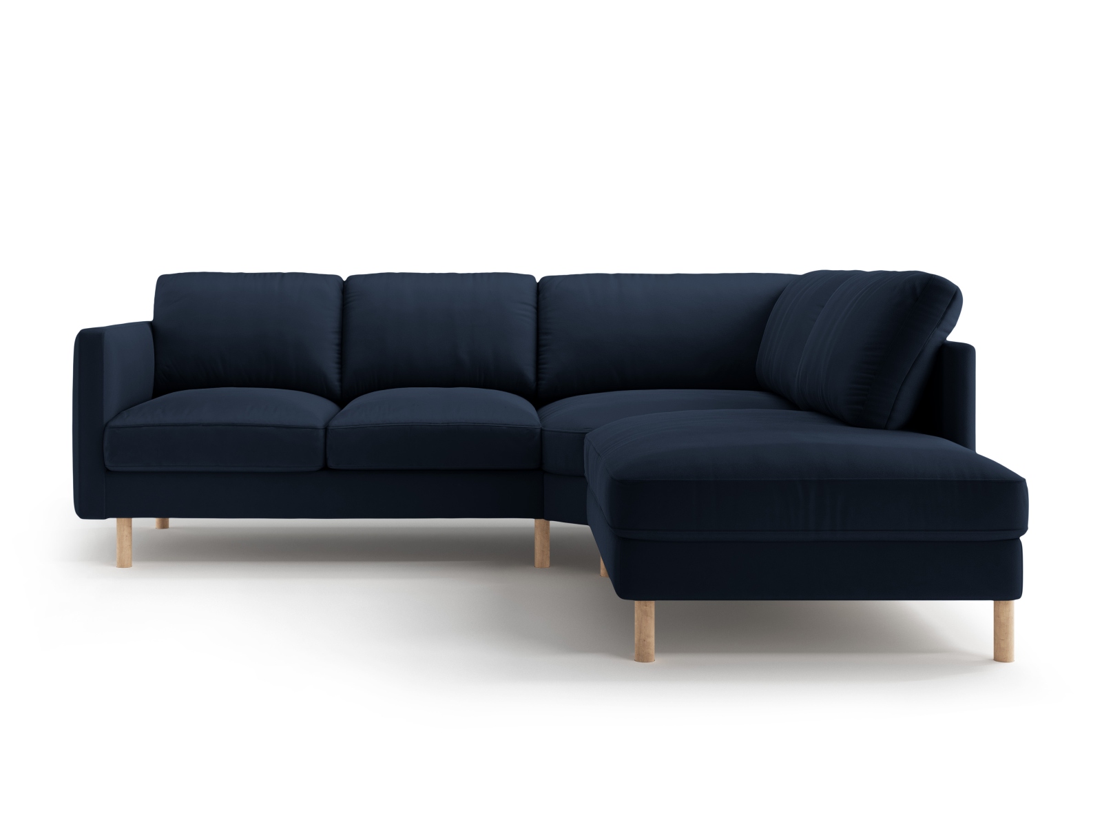 Micadoni Symmetrisches Ecksofa Eden 4-Sitzer Rechts Samt Dunkelblau