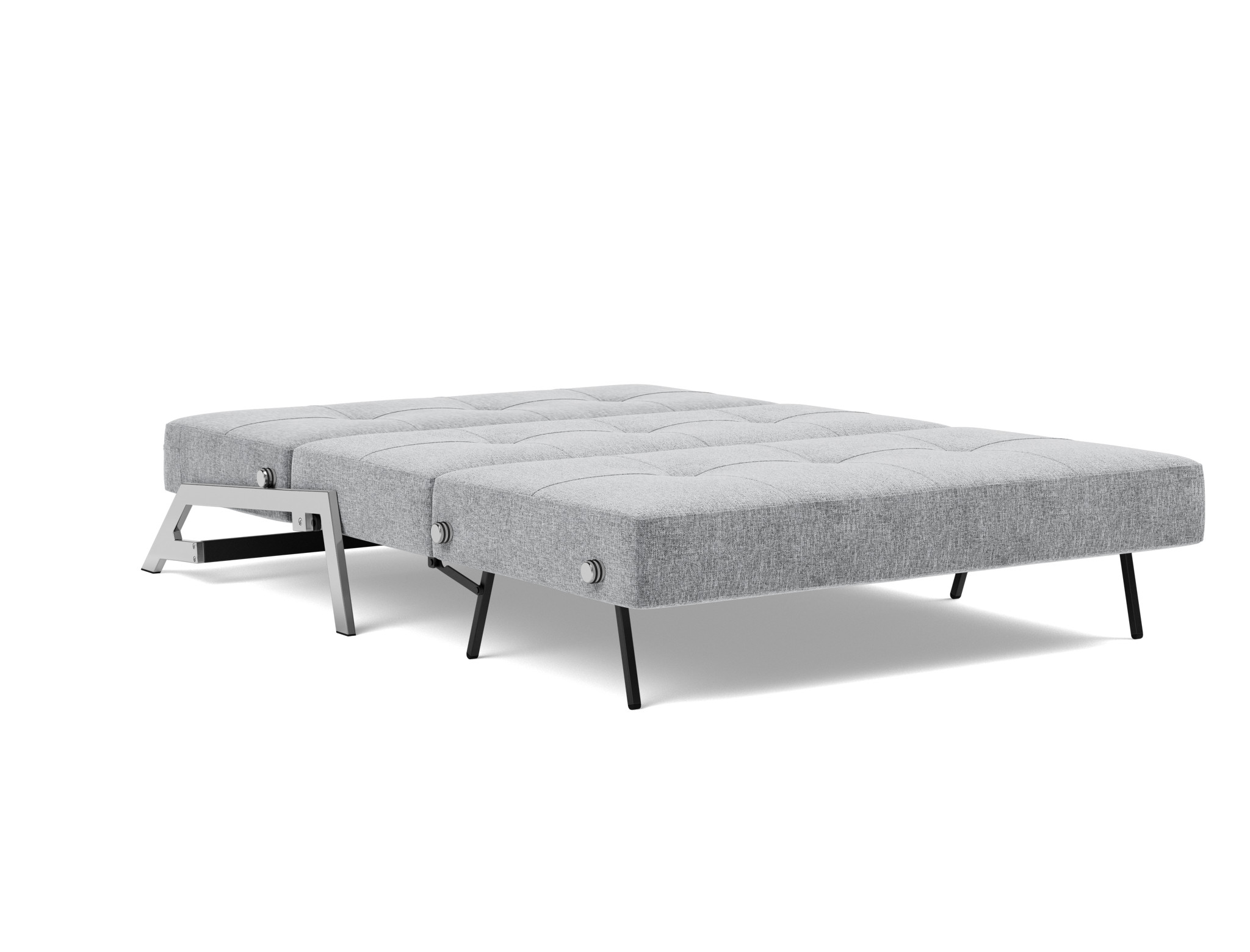Schlafsofa Cubed 140 Strukturierter Stoff Twist 565-Granite Beine Chrom