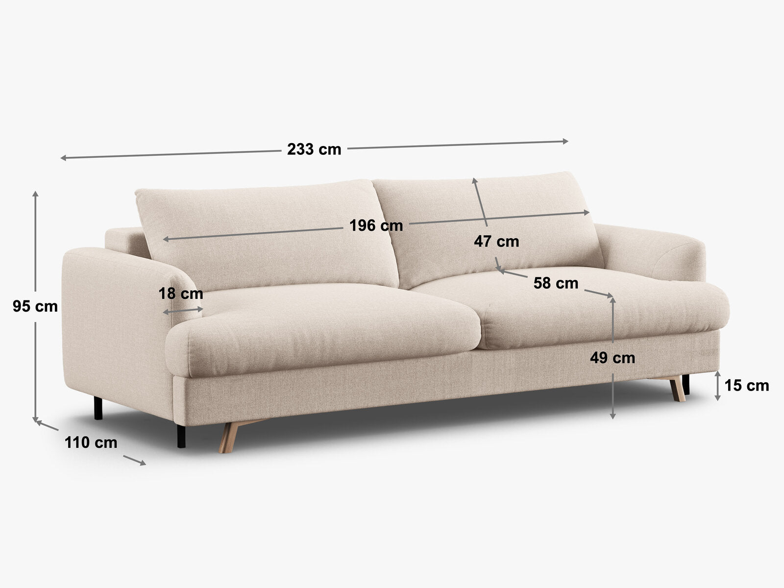Micadoni Naomi Sofa Mit Bettfunktion Und Stauraum Strukturierter Stoff Liberty Cappuccino