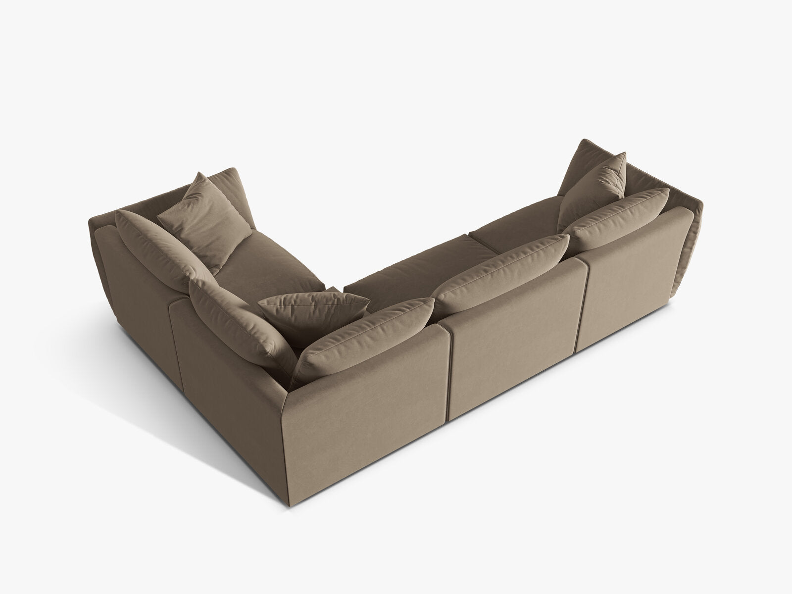 Micadoni Ecksofa Chris 4-Sitzer Rechts Samt Hellbraun