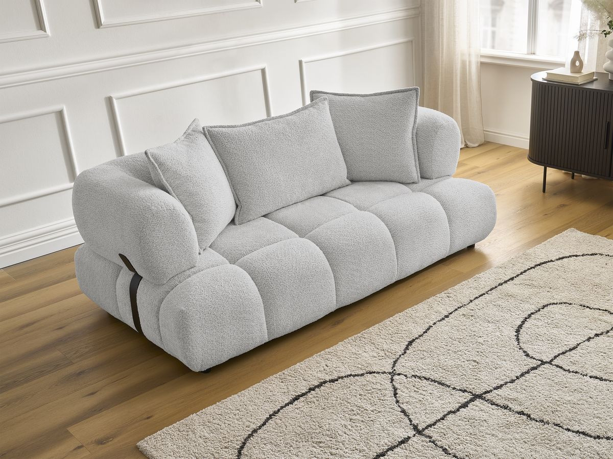 Bobochic Alya Sofa 2-Sitzer Bouclé-Stoff Hellgrau