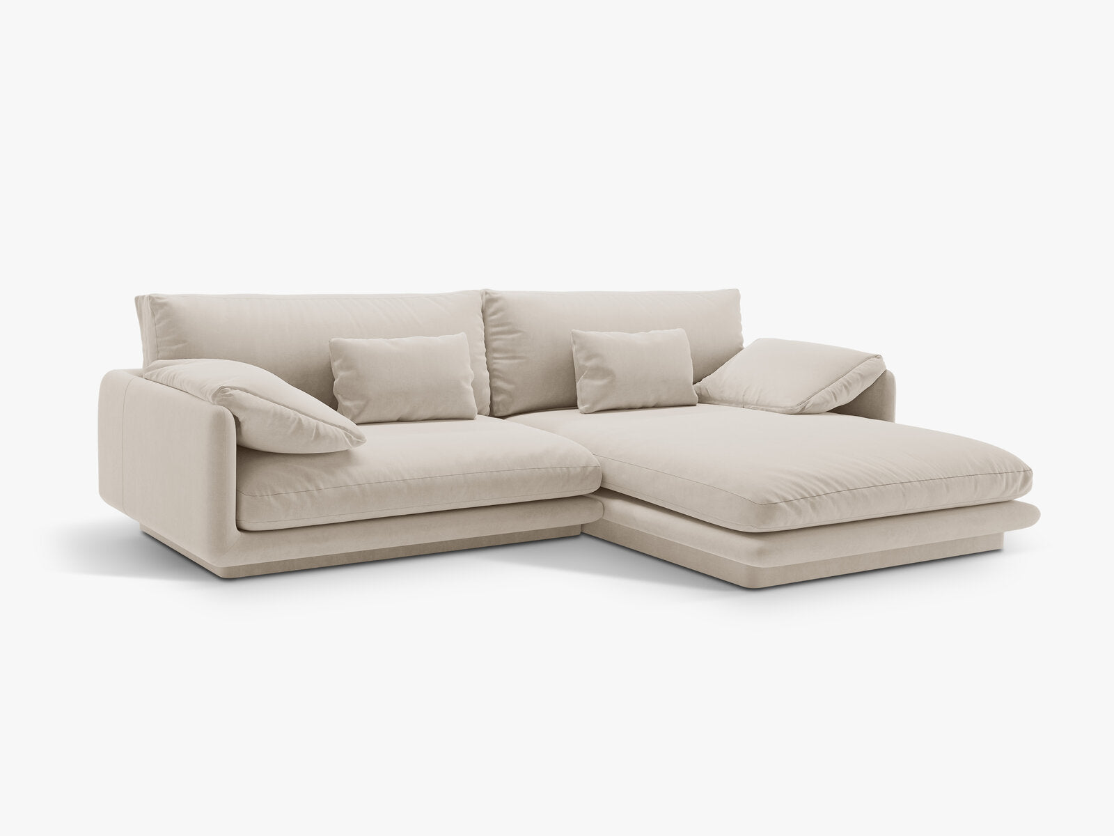 Micadoni Ecksofa Torino 4-Sitzer Rechts Samt Ecru