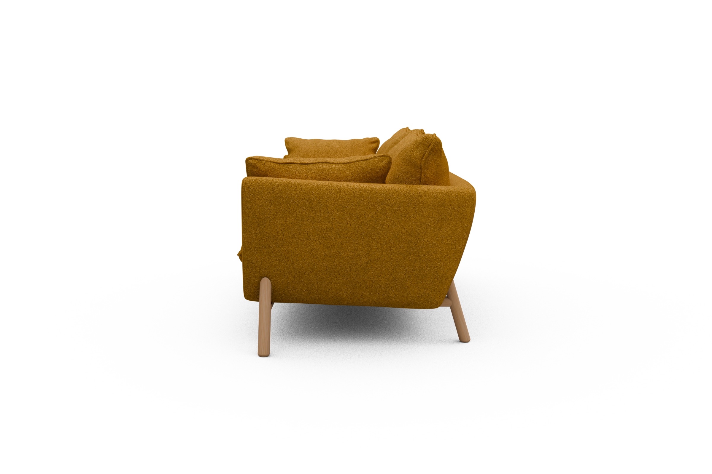 Sofa Emil PREMIUM 2-Sitzer Beinfarbe Eiche Natur Boucle-Ochre