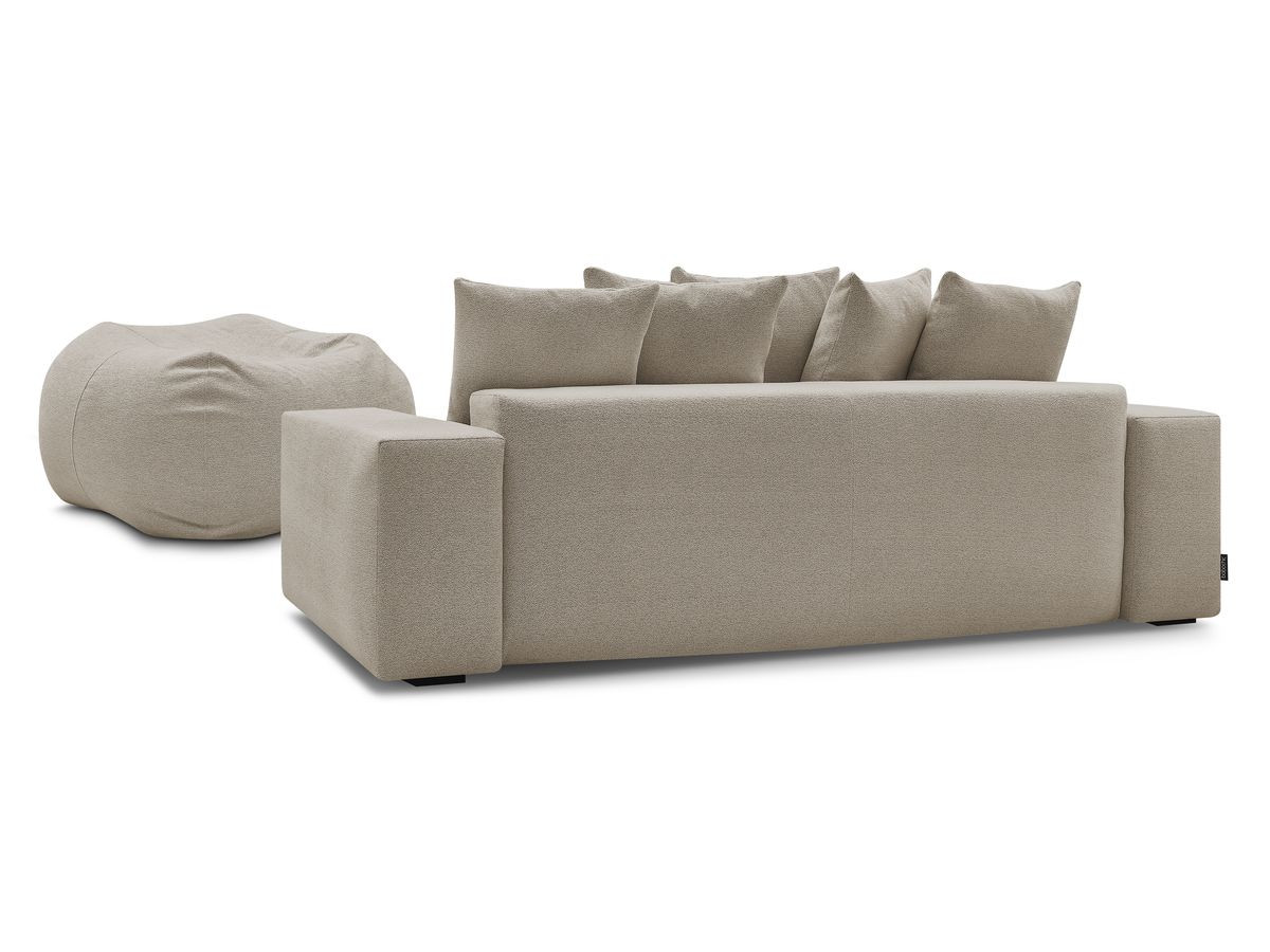 Bobochic Voltaire Schlafsofa 4-Sitzer mit Bettkasten und Pouf Melange-Stoff Taupe
