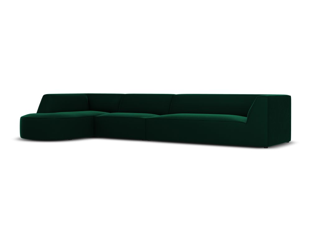 Cosmopolitan Design Ecksofa Siena 5-Sitzer abgerundet Samt Salvador Flaschengrün Links