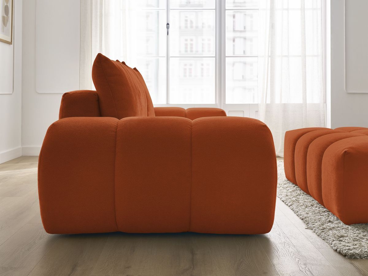 Bobochic Everest Schlafsofa 3-Sitzer mit Bettkasten und Pouf, 2 Kissen Strukturstoff Orange