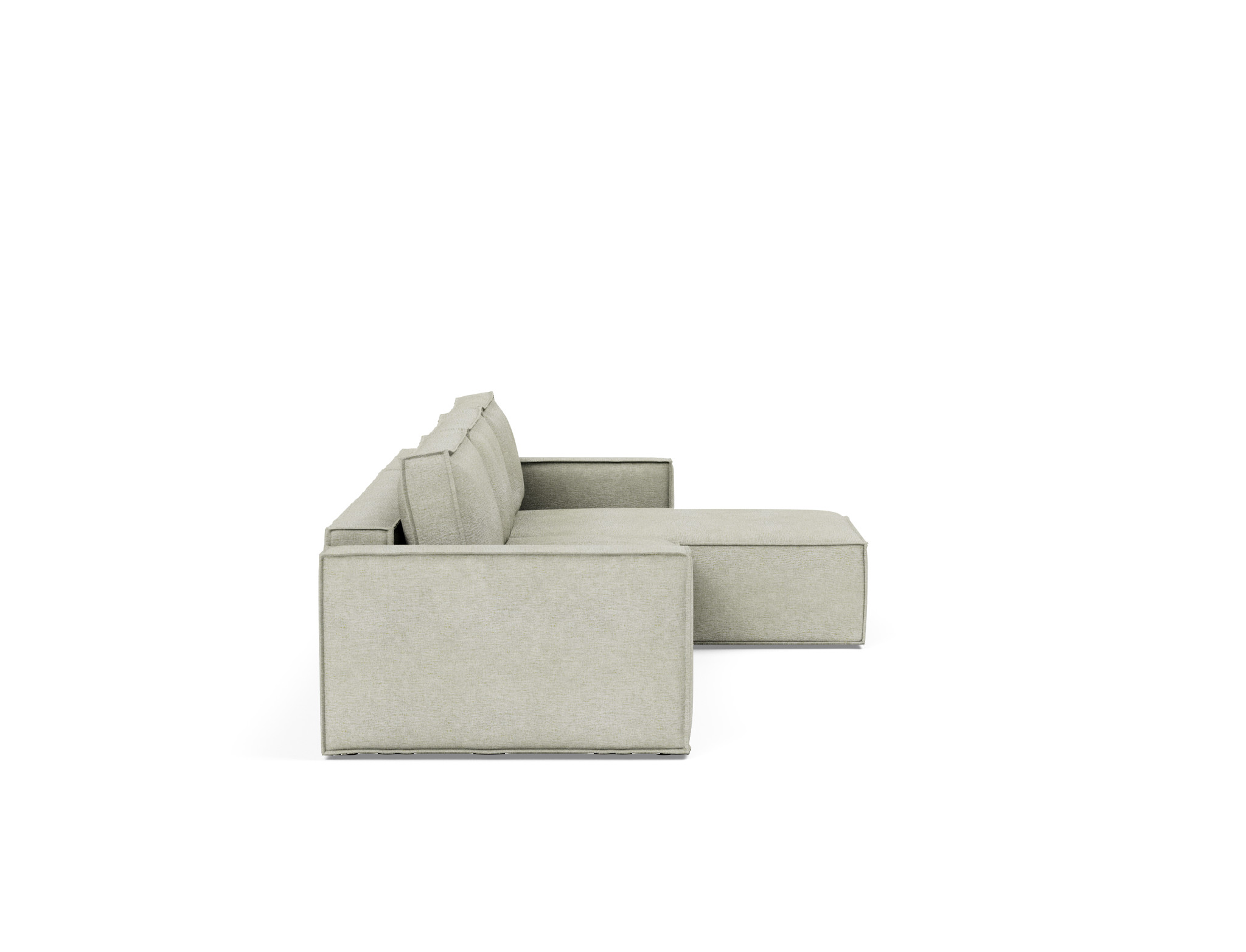 Schlafsofa Newilla mit Chaiselongue Flachgewebe Avella 280-Sand