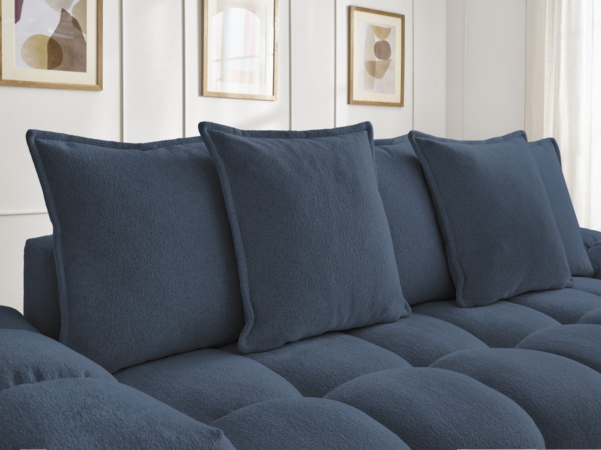 Bobochic Everest Sofa 3-Sitzer, 5 Kissen Melange-Stoff Dunkelblau