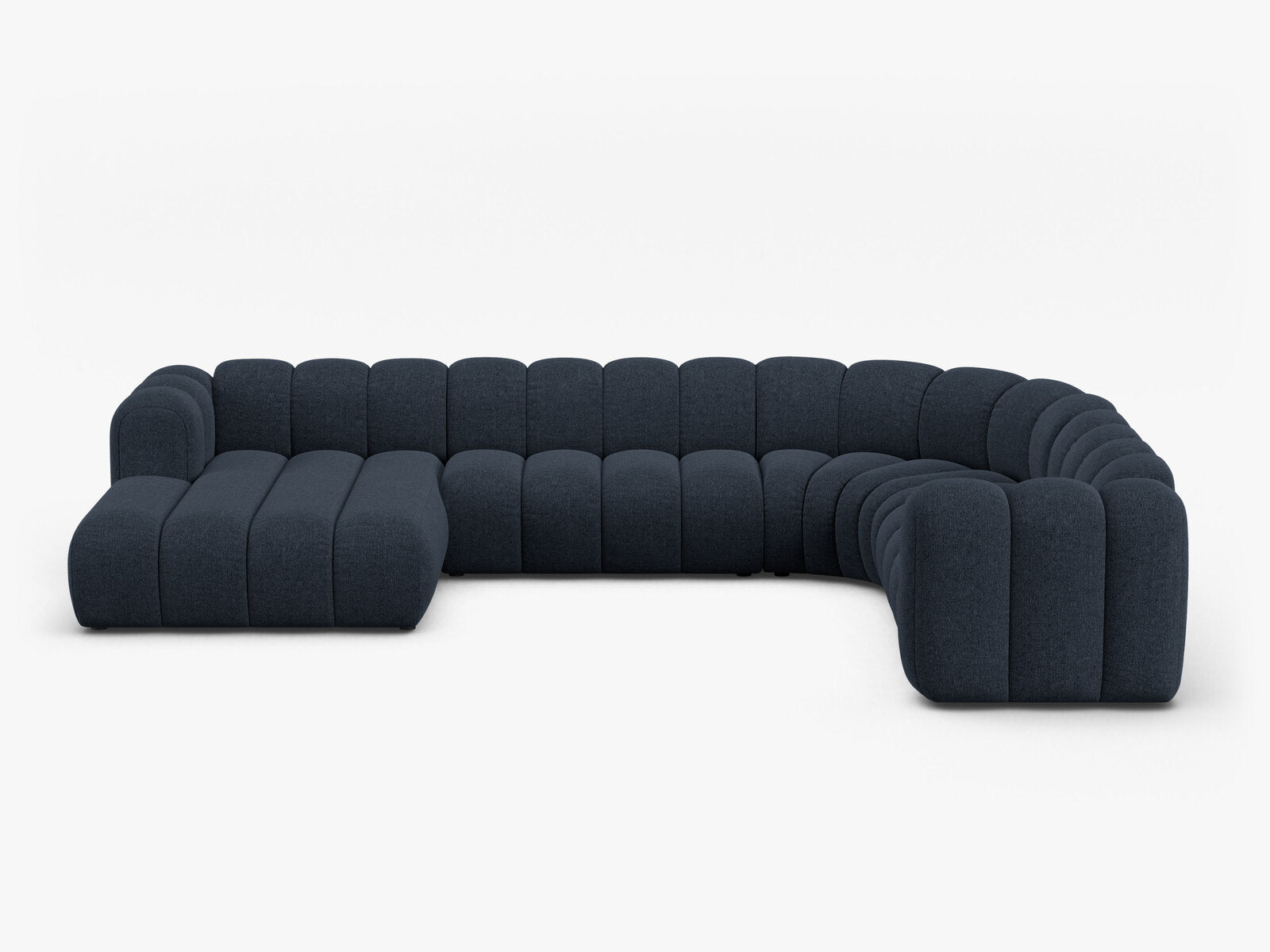 Micadoni Modulares Panorama Ecksofa Lupine 6-Sitzer Rechts Chenille Eden Marineblau