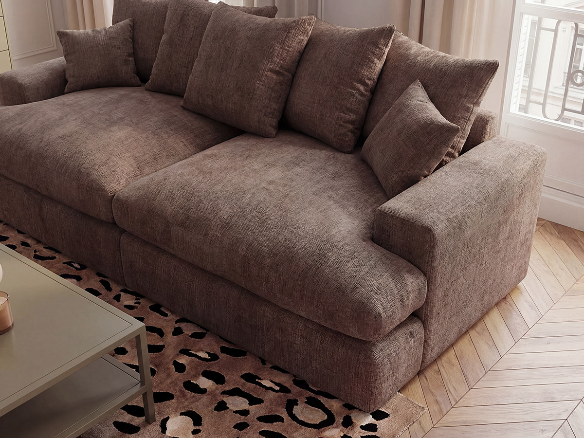 Bobochic Nevada Sofa 3-Sitzer 226 × 150 cm Stoff Braun