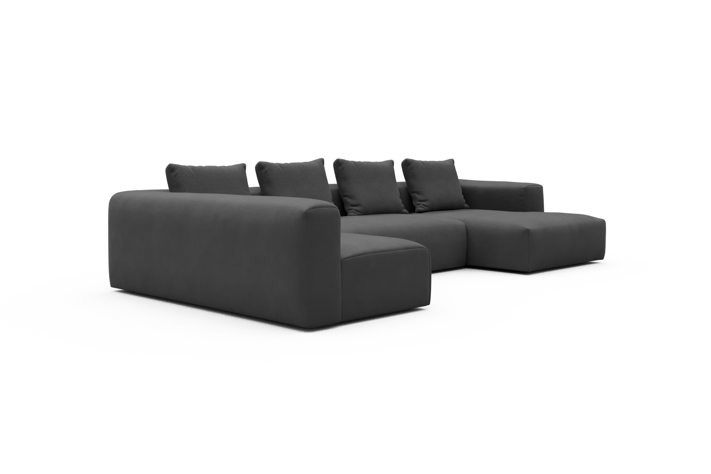 Wohnlandschaft Fred Chaiselongue rechts mit 2-Sitzer und lange Armlehne links Satya-Zinc