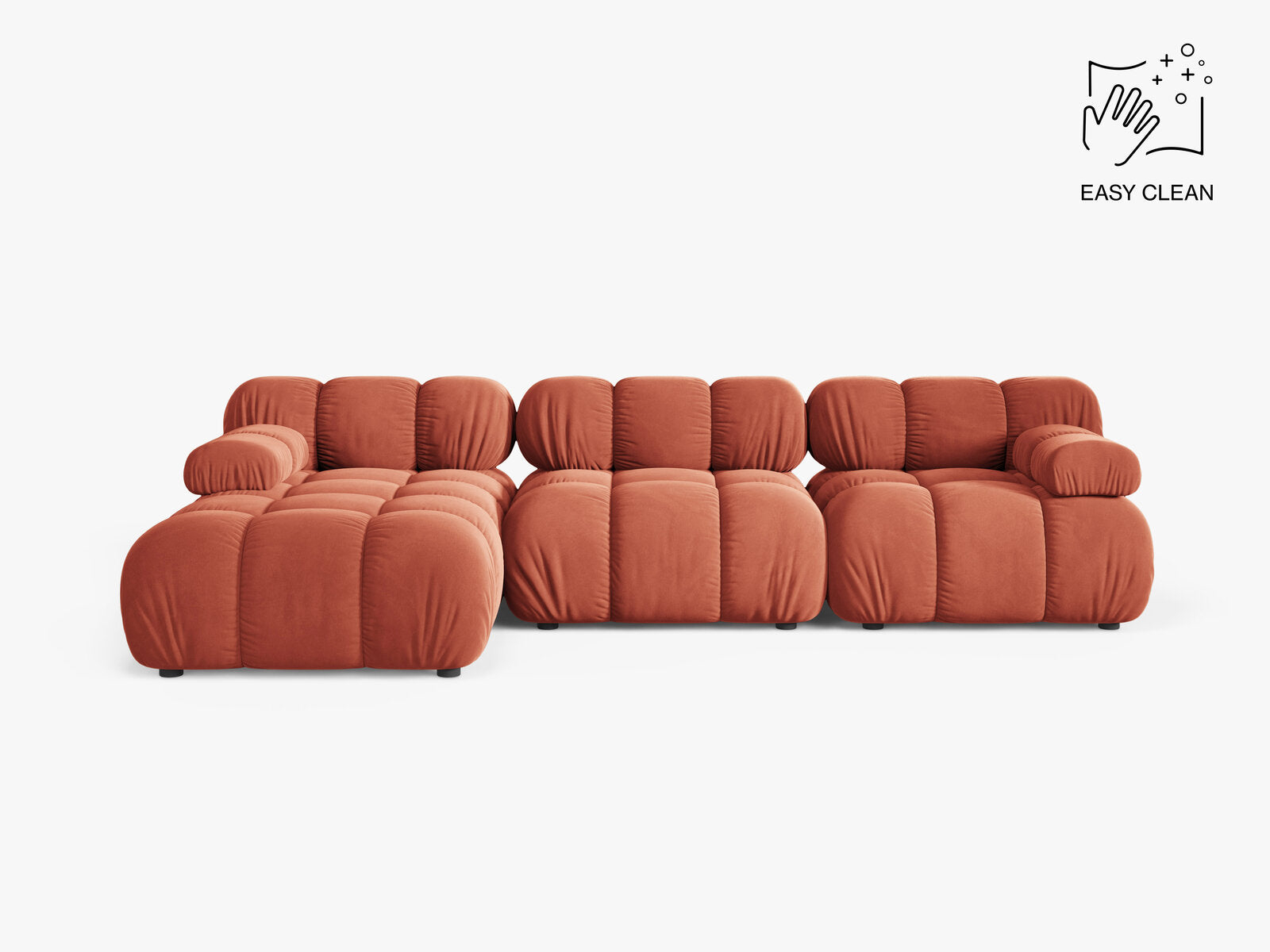 Micadoni Modulares Ecksofa Bellis 4-Sitzer Links Samt Venus Koralle