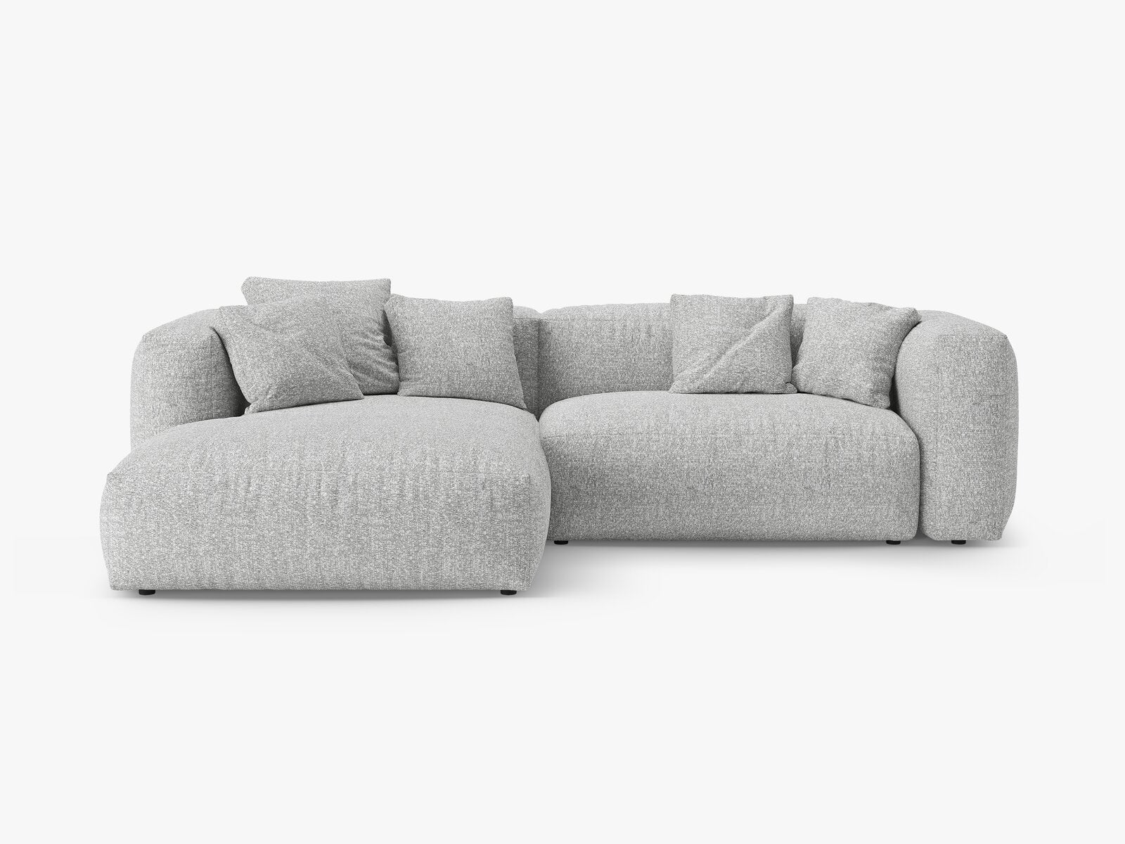 Micadoni Martina Ecksofa 4-Sitzer mit Schlaffunktion Links Boucle Monet Silber