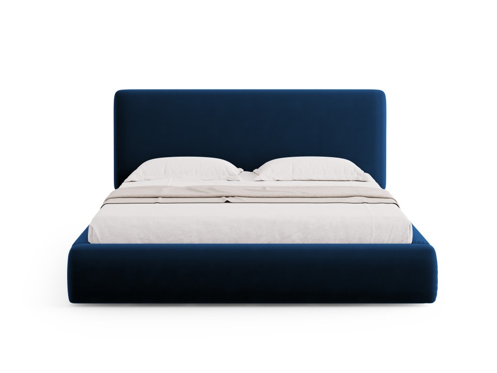 Cosmopolitan Design Stauraumbett mit Kopfteil Colonel 160x200 Samt Riviera Dunkelblau