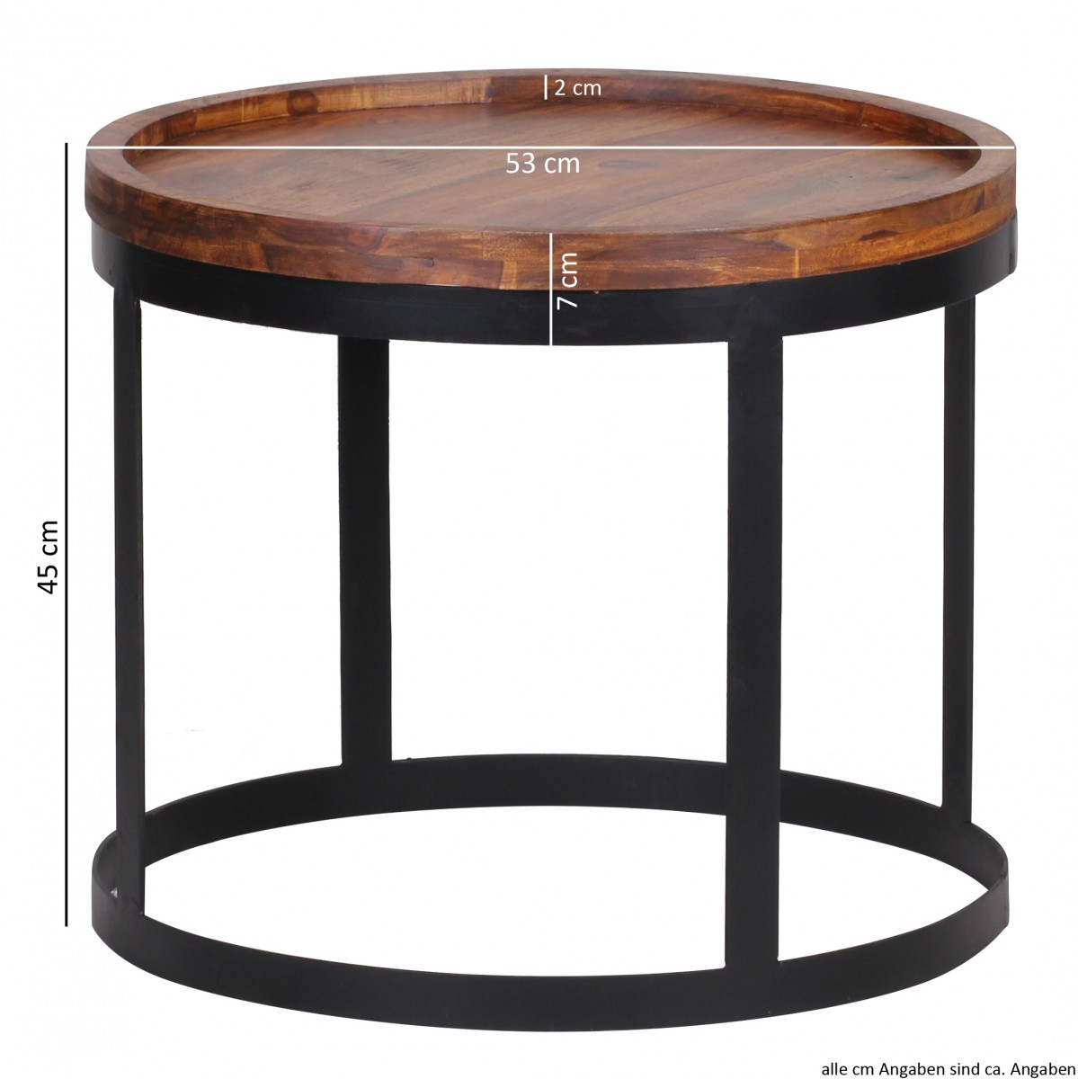 Satztisch 2er-Set Alden Massivholz Sheesham Ø 53 cm
