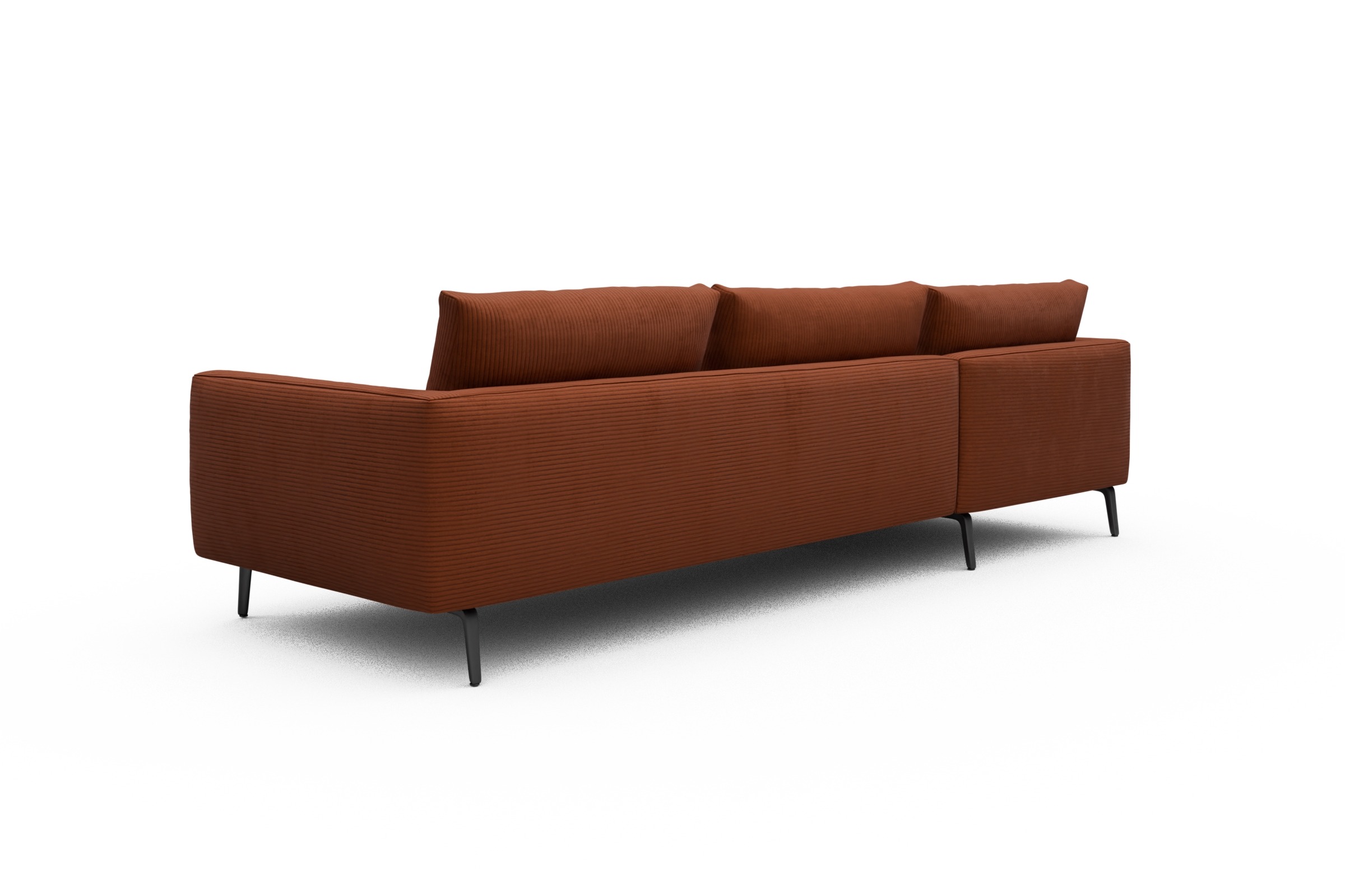 Ecksofa Karl Chaiselongue links mit 2,5-Sitzer Corduroy-Burnt-Orange