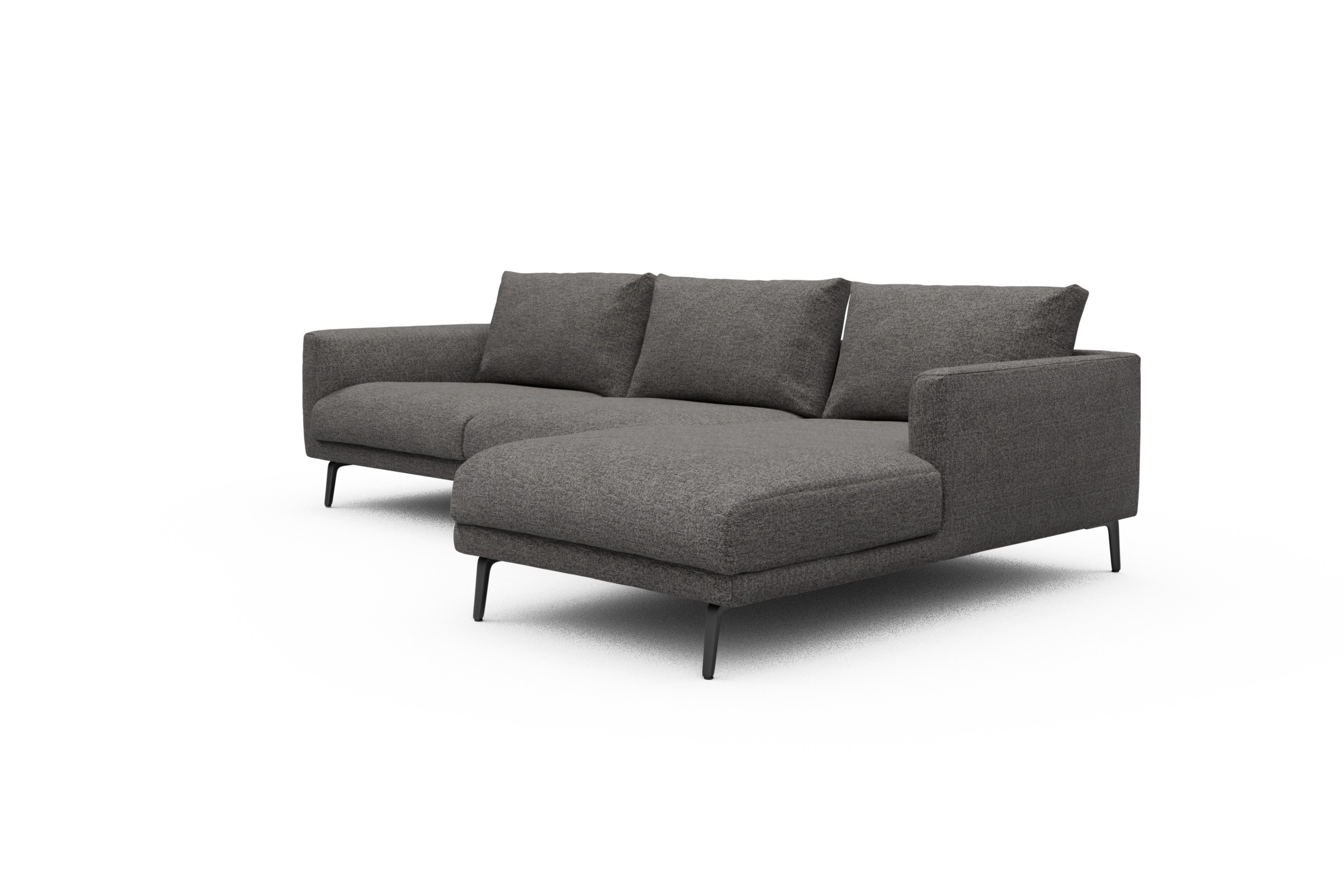 Ecksofa Karl Chaiselongue rechts mit 2,5-Sitzer Carreno-Salt-and-Pepper