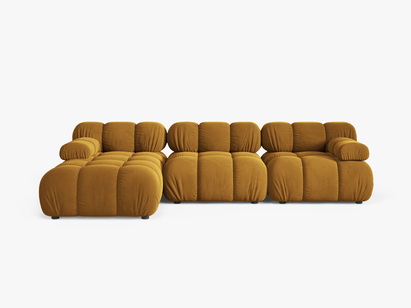Micadoni Modulares Ecksofa Bellis 4-Sitzer Links Samt Bluvel Gelb