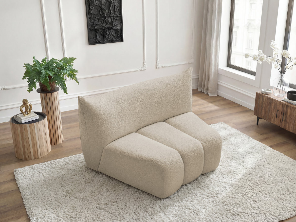 Bobochic Azra Sofamodul 1-Sitzer Bouclé-Stoff Beige