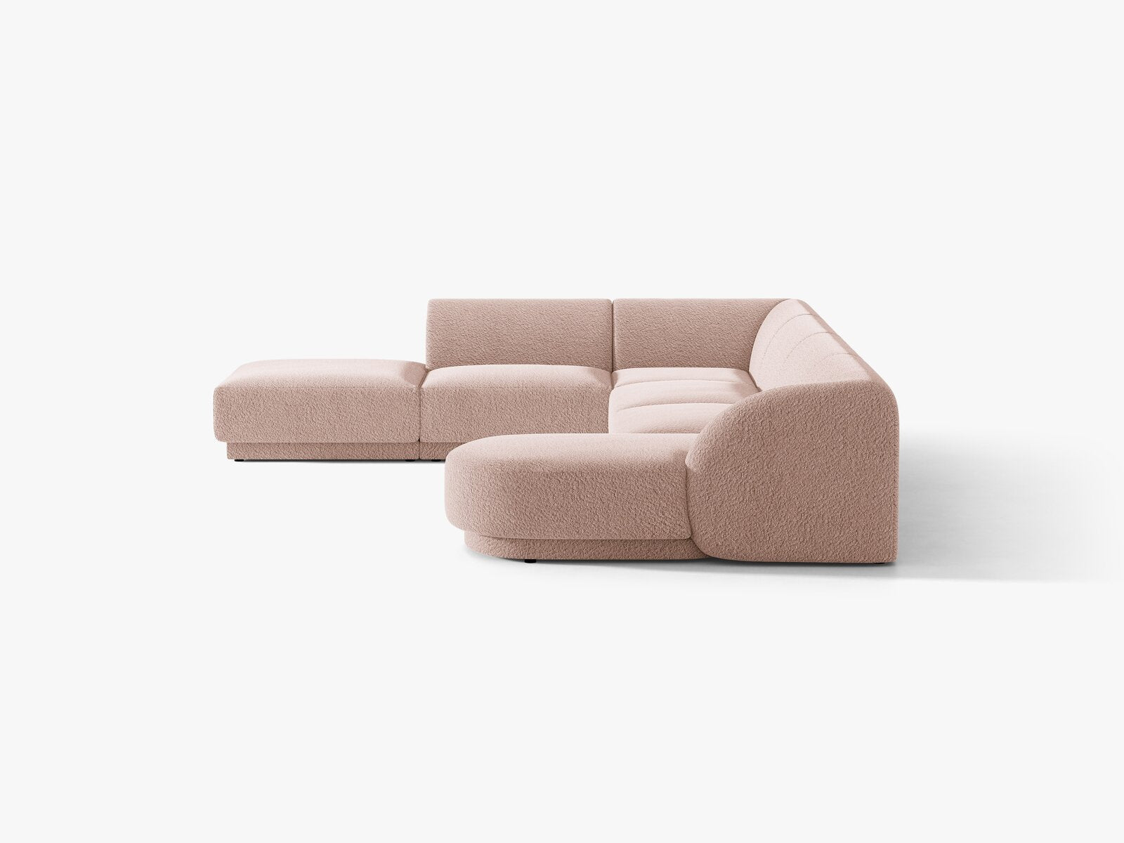 Micadoni Panorama-Ecksofa Miley 6-Sitzer Boucle Baloo Puderrosa Links