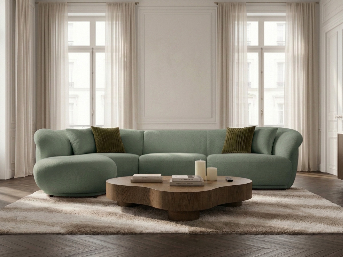 Bobochic Nora Ecksofa Chenille Grün Ecke links