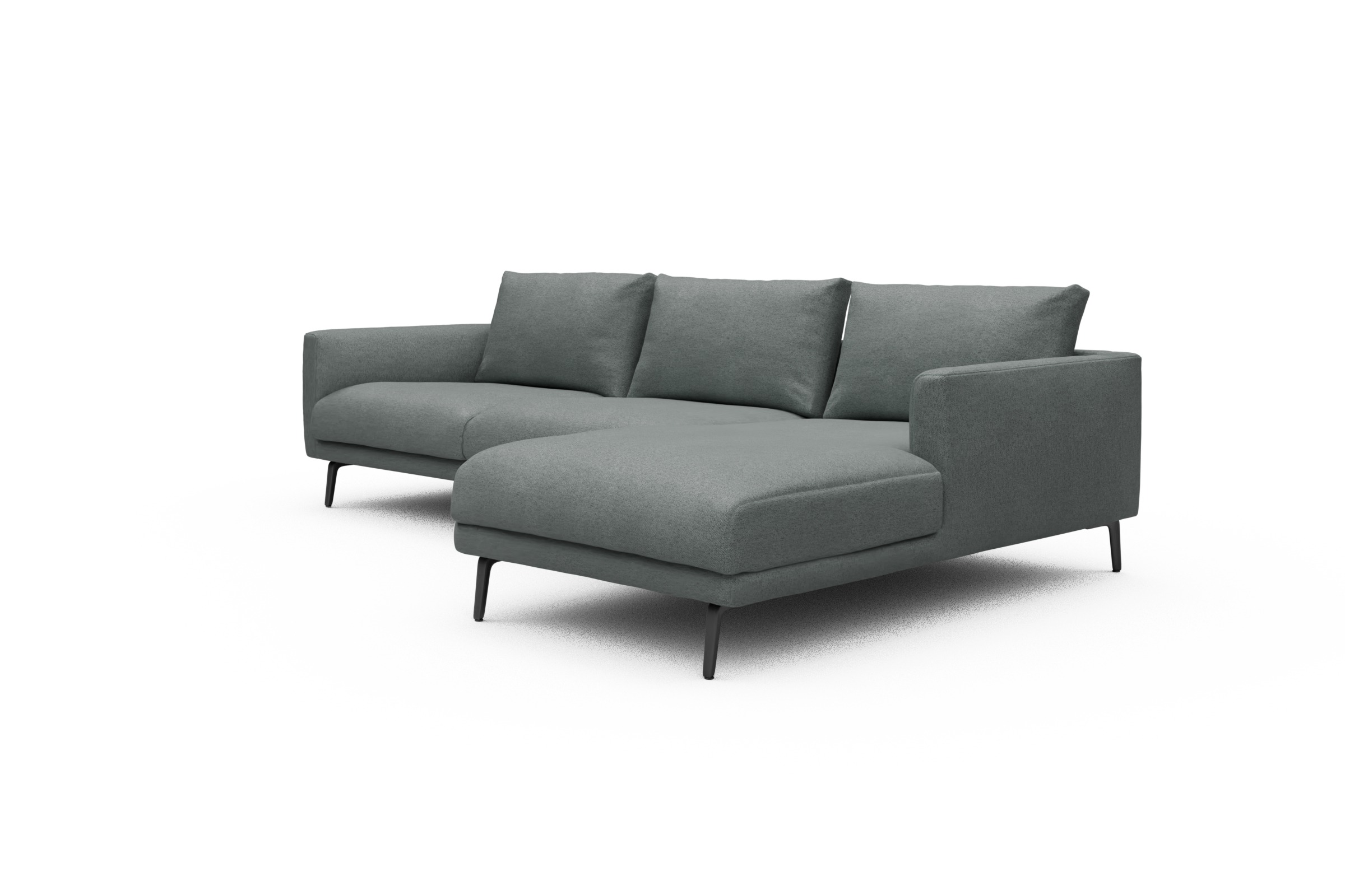 Ecksofa Karl Chaiselongue rechts mit 2,5-Sitzer Denari-Soft-Grey