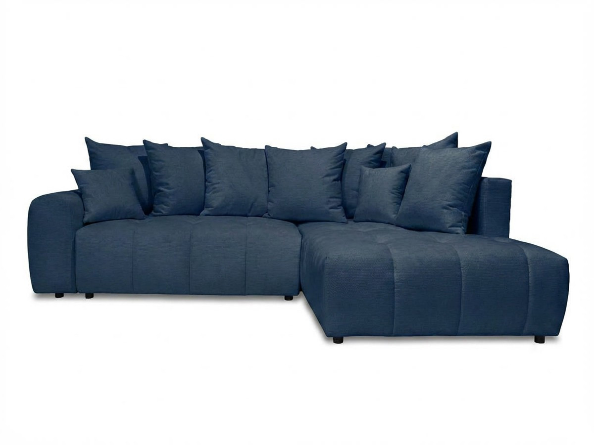 Bobochic Roxelane Ecksofa mit Schlaffunktion und Bettkasten Melange-Stoff Dunkelblau Ecke rechts