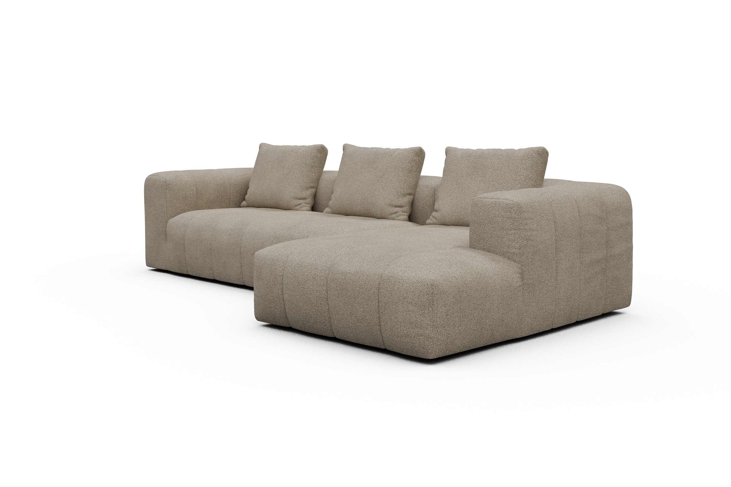 Ecksofa Hugo 2,5-Sitzer Armlehne links mit Chaiselongue Boucle-Belge