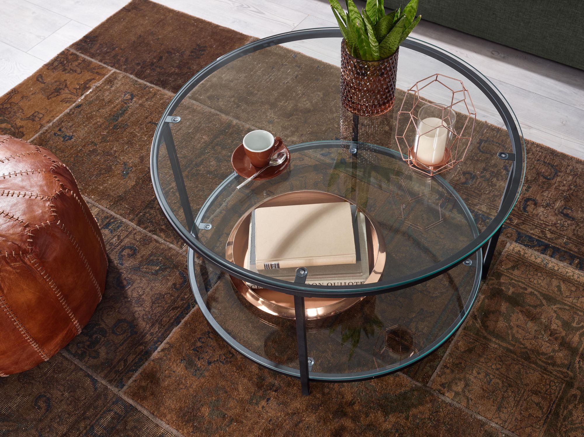 Couchtisch Sudavik Glas Schwarz Ø 80 cm