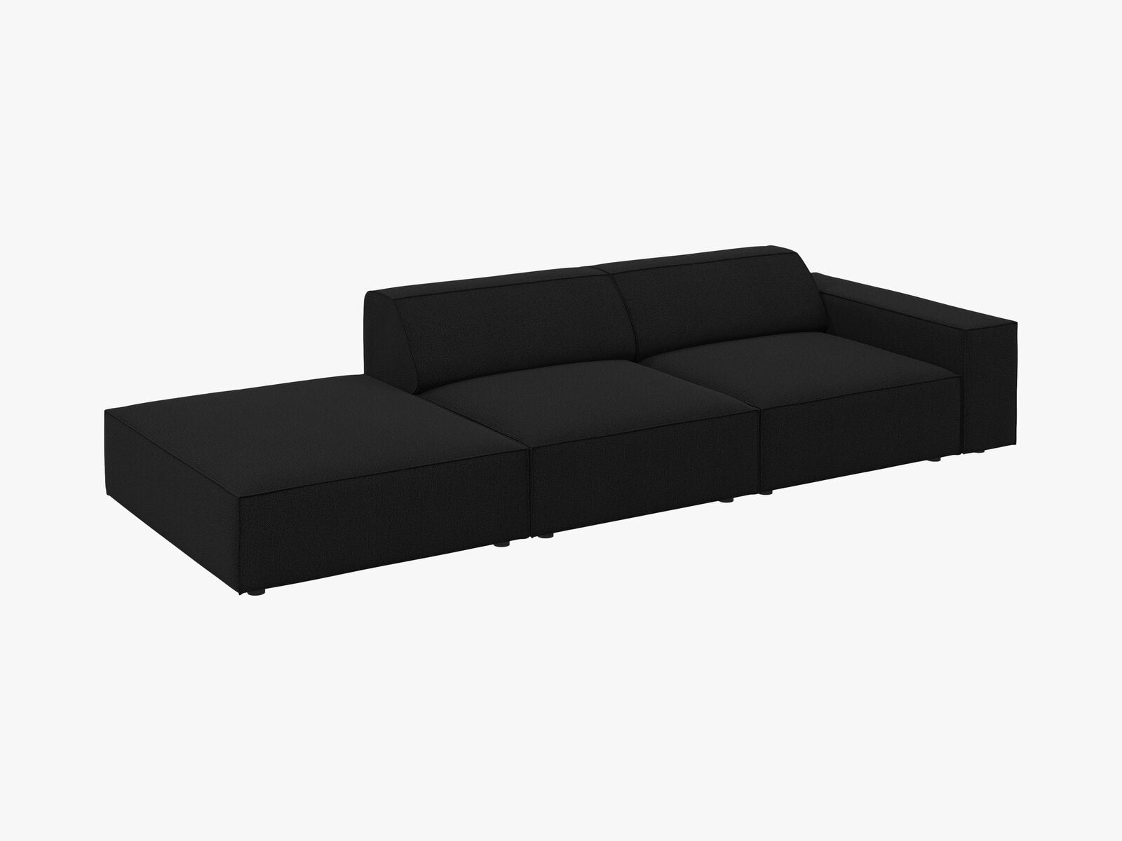 Micadoni Sofa Jodie 3-Sitzer Links Strukturierter Stoff Megan Schwarz