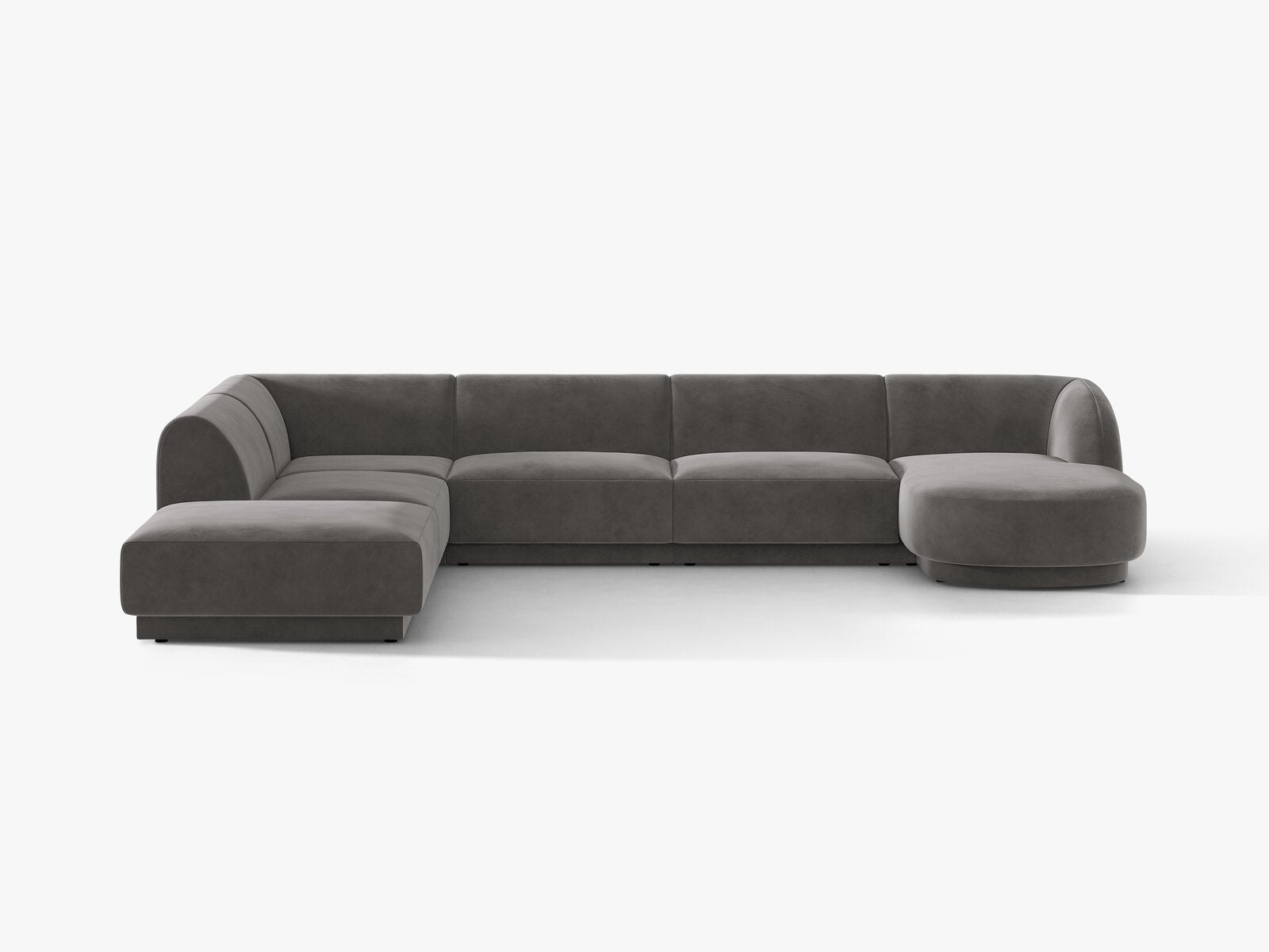 Micadoni Panorama-Ecksofa Miley 6-Sitzer Links Samt Venus Grau