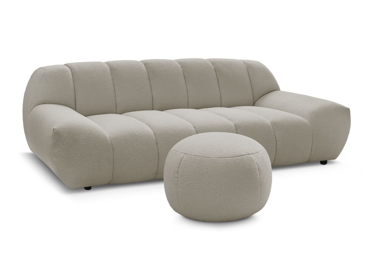 Bobochic Hayden Sofa 3-Sitzer mit Pouf 226 × 107 cm Bouclé-Stoff Taupe