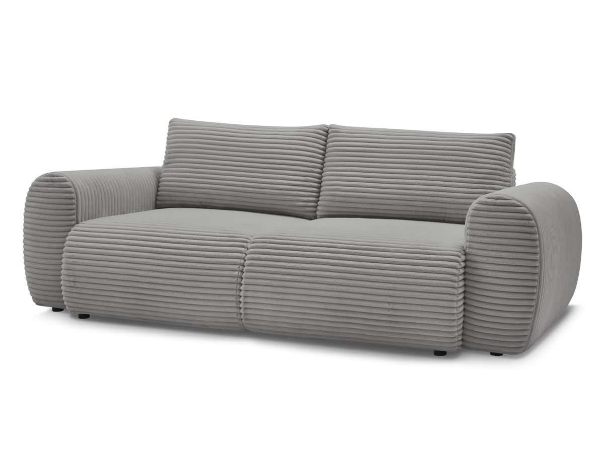 Bobochic Lucien Schlafsofa 3-Sitzer mit Bettkasten Breitcord weich Dunkelgrau