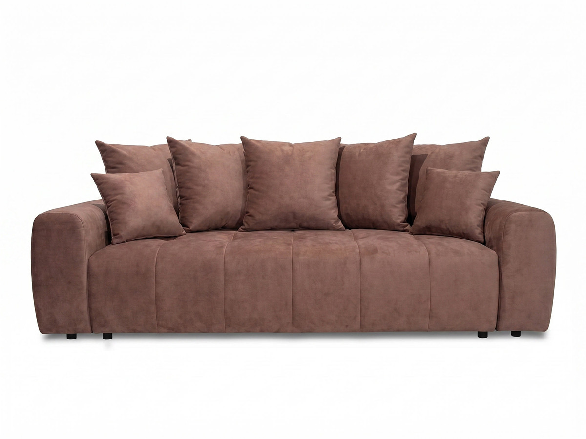 Bobochic Roxelane Schlafsofa 3-Sitzer mit Bettkasten Melange-Stoff Rot