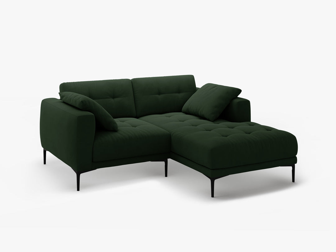 Micadoni Ecksofa Bemy 2-Sitzer Rechts Samt Flaschengrün