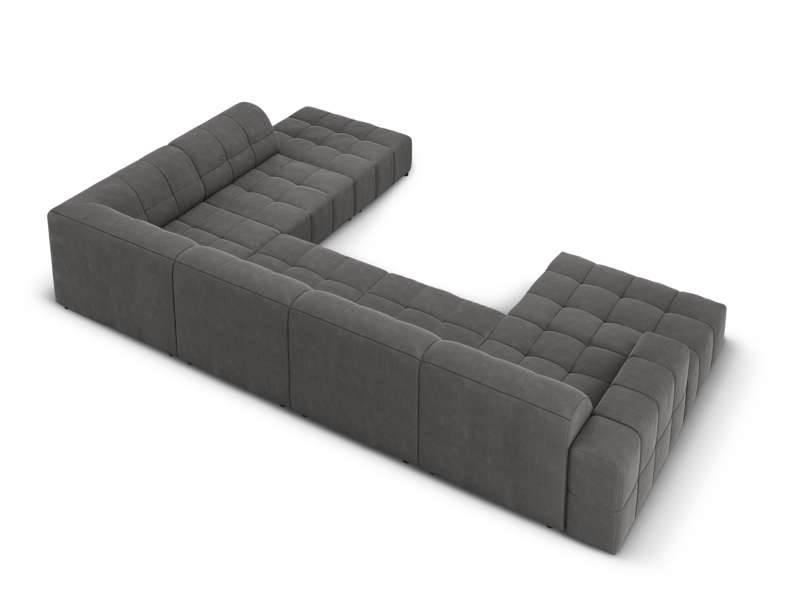 Cosmopolitan Design Panoramasofa Chicago 7-Sitzer Samt Bluvel Grau Rechts